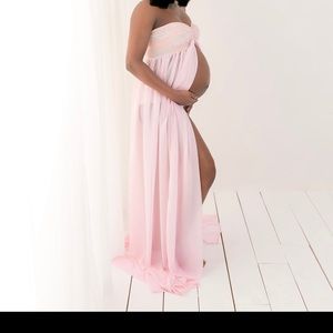 Light pink mesh maternity dress